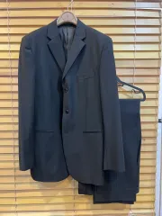 DKNY ディーケーエヌワイ メンズ チャコール ウールスーツセットアップ ウールジャケット ウールパンツのサムネイル
