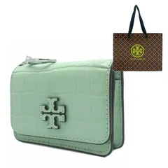 【新品】トリーバーチ 171689 0625 300 (ライトグリーン系) カードケース TORY BURCH THEA クロコ調 エンボス レザー ダブルTロゴ キーリング ナスカン ID パスケース付き アウトレット レディース