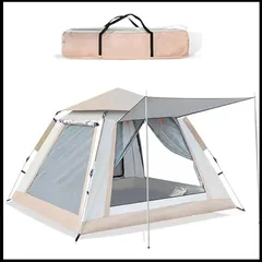 CHAMFAIR 2023 テント ワンタッチ ワンタッチテント キャンプテント アウトドアテント 設営簡単 コンパクト二重層 3-4人用 前室付きUVカット 紫外線防止 キャンプ テント 防風防水 撥水加工 通気 折りたたみ 前後ダブルドア 防 1のサムネイル