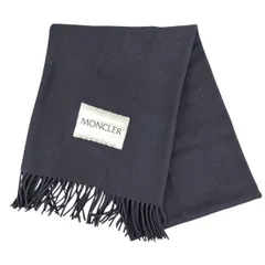MONCLER 極美品 モンクレール 2023年 ロゴ マフラー 3C00018 ウール ネイビー ホワイト 大判 ストール 箱付き プレゼント ギフト Aランク 中古 鑑定済 モンクレールマフラーのサムネイル