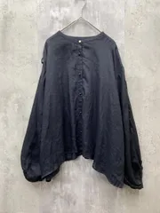 l'atelier du savon アトリエドゥサボン 長袖 リネン ギャザー シアー ブラウス シャツ 透け感 きれいめ sizeF/ブラック ■◆ レディースのサムネイル