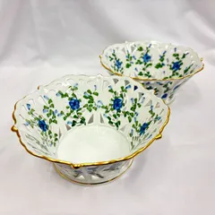 Royal Collection ボウル 鉢 小鉢 HANDCUT HANDPAINTED 2点セット 花柄 金彩 透かし彫り 陶器のサムネイル