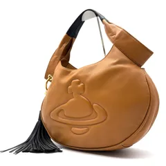 未使用に近い ヴィヴィアンウエストウッド Vivienne Westwood ビッグオーブ タッセル ホーボーバッグ ショルダーバッグ ブラウン 茶 レザー 本革 手持ち 肩掛け ボーナス 夏休み 夏コーデ ご褒美 旅行 サマーギフトのサムネイル
