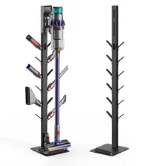 PEGZONE 掃除機スタンド スティッククリーナースタンド Dyson Gen5、V15、V12、V11、V10、V8、V7、V6などのシリーズ対応 ダイソン用コードレス掃除機スタンド 8フック付き アクセサリー収納ラック ブラックのサムネイル
