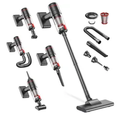 掃除機 コードレス 【超強力吸引28000Pa吸引&吹き出しの2in1&0.6kg超軽量】 スティッククリーナー ハンディクリーナー 電動エアダスター 8種類ノズル 延長パイプ LEDライト搭載 Type-C充電式 LEDライト付き そうじき 車用そうじきのサムネイル
