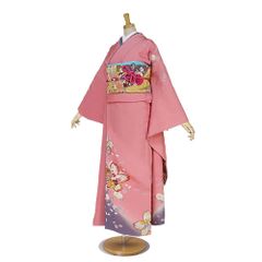 正絹お振袖 ピンク 変わり紋織り地 Mサイズ 仕立て上がり品 美品