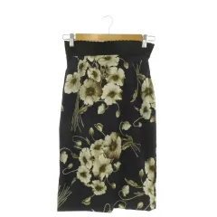 ドルチェ&ガッバーナ ドルガバ DOLCE&GABBANA スカート 38 黒 ブラック 花柄 ミディ丈 スカラップウエスト F4H16T /AH47 ■ECE004のサムネイル