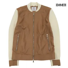 超美品 エンメティ EMMETI デザインワークス別注 パンチング ラムレザー コンビ ブルゾン スタジアム ジャンパー サイズ46 メンズのサムネイル