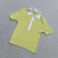 プランシー カラーブロック ポロニット 半袖 剛力彩芽着用 40 イエロー