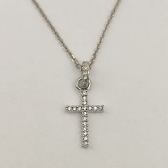 [Excellent Condition] Swarovski Cross Necklace, Silver, Stones