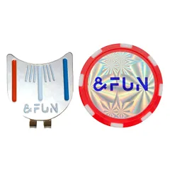 &FUN (アンドファン) ゴルフマーカー セット おしゃれ パットが入る ライン入りマーカー & 光って 見つかる カジノチップマーカー キャップクリップ マグネット 景品 賞品 (2個セット・赤) [2個セット・赤]のサムネイル