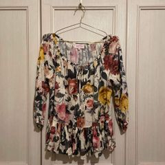 古着 positivAttitude 花柄 半袖ブラウス パフスリーブ - メルカリ