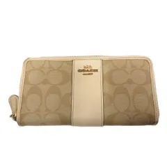 コーチ COACH 長財布 ウォレット ベージュ シグネチャー柄 ロゴ金具 ジップアラウンド /NU ■ECD001