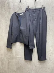 NATURAL BEAUTY BASIC ナチュラルビューティーベーシック シャークスキン セットアップ ジャケット パンツ スーツ sizeM/ダークグレー系 ■◇◎レディース