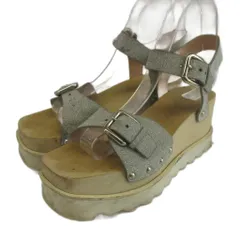ステラマッカートニー STELLA McCARTNEY エリス Elyse サンダル 厚底 グリッター ラメ ウッド オープントゥ ウェッジソール ストラップ 37 24cm シルバー色 ベージュ /XZ ■GY18のサムネイル
