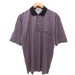 ランバン LANVIN CLASSIQUE ポロシャツ Tシャツ 半袖 ボーダー XL 青 ブルー 茶 ブラウン 紺 ネイビー /JS ■GY50のサムネイル