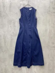ZARA ザラ ノースリーブ ストレッチ デニム ロング フレア ワンピース カジュアル上品 sizeUSA XL/ネイビー ■■ レディース