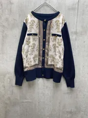 anatelier アナトリエ 金釦 花柄 シアー切替 ニット カーディガン sizeM/ネイビー ■◇ レディースのサムネイル