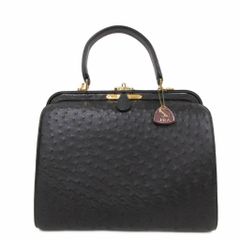 JRA認定 オーストリッチ ハンドバッグ ブラック レザー 上品 黒 本革
