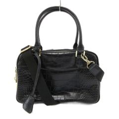 傷有】J&M DAVIDSON 本物 クロコ型押し ハンドバッグ VIVI 黒 - メルカリ