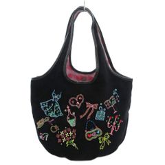 美品 シンクビー トートバッグ 刺繍 スパンコール A4 ブラック☆♯2483 