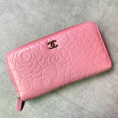 CHANEL カメリア 長財布 ピンク - メルカリ