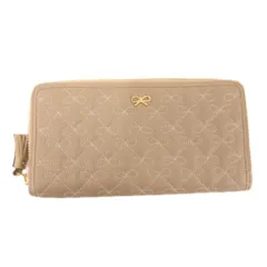 アニヤハインドマーチ ANYA HINDMARCH 長財布 ウォレット ラウンドファスナー メタルリボン キルティングステッチ グレー /JS ■ECG003のサムネイル