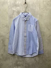 美品 Ralph Lauren ラルフローレン キッズ ストライプ ボタンダウン 長袖 シャツ size7（130）/水色ｘ白 ■◇ キッズ