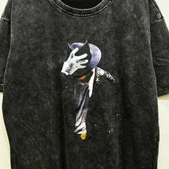 新品 マイケルジャクソン Michael Jackson バンドTシャツ ミュージックTシャツ ウォッシュド加工 シルエット L〜XLサイズ 古着加工 バンティー バンT ロック メタル 半袖 夏物 夏服 プリント グラフィック アメカジ アメリカ USAのサムネイル