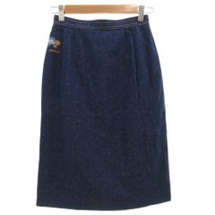 LEONARD＊レオナール＊スカート＊デニム素材✨ 5950 レオナール デニムスカート シルク100％ XL ネイビー 金ラメ
