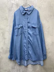 新品 BELLUNA ベルーナ デニム素材 ポケット付き シャツ ゆったり シンプル 着回しsizeM/サックス ■◇ レディースのサムネイル