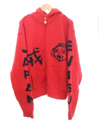 エヴィス EVISU ニット フーディー KNIT HOODIE カウチン セーター  COWICHAN SWEATER パーカー 袖 デザイン  44 セーター レッド 103MT-4760のサムネイル