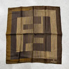 【美品】FENDI フェンディ シルクスカーフ ズッカ柄 ストライプ イタリア製のサムネイル