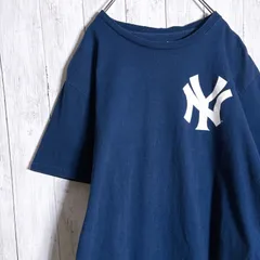 【人気バックロゴ】Majestic New York Yankees ニューヨークヤンキース 古着 半袖Tシャツ ビッグロゴ ネイビー MLB ストリート #K4831