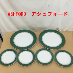 S281【中古美品】アシュフォード　プレート　ゴールド　グリーン　6枚セット　②　/5のサムネイル
