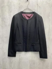 PAUL STUART ポールスチュアート ウール混 ノーカラー カギホック ストレッチ ジャケット size8/黒 ■◇ レディースのサムネイル