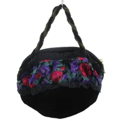 Art gallery ハンドバッグ 手提げ ベロア 花柄 レース 黒 ブラック /FFのサムネイル