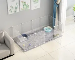 【人気商品】ペットフェンス ペットサークル ドア付き 室内 屋外 置くだけ 柵 自立 ケージ 小型犬 ジョイント式 105×45cm パネル 12枚 仕切り 脱走防止 105cm 透明のサムネイル