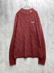 FILA フィラ ダイヤ柄 ニット セーター sizeLL/エンジ ◆■メンズのサムネイル