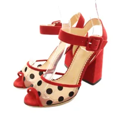 シャーロットオリンピア CHARLOTTE OLYMPIA サンダル スエード メッシュ ドット ストラップ チャンキーヒール 36 赤 レッド /YM ■GY62のサムネイル