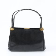 GUCCI グッチ リザード型押し ターンロック ハンドバッグ ゴールド金具