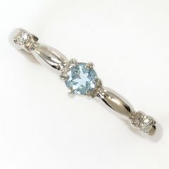 4℃ プラチナ950 ブルー ダイヤモンド リング 10号 一粒ダイヤ Pt 