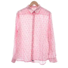 ピンクハウス PINK HOUSE Mustique リネンシャツ 麻 花柄 長袖 M ピンク ホワイト /UO ■GY06のサムネイル