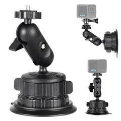 新品 HSU Insta360 X5/ GoPro用/DJI Osmo Pocket Action 5車載カメラ用 吸盤マウント サクションカップマウント フロントガラスホルダー ボールヘッドマジックアーム 超強吸着力 360回転 直径91mmの車載吸盤 Goのサムネイル