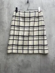 ROPE ロペ チェック柄 ウール ミニスカート size36/ホワイト ◆■レディースのサムネイル