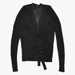 GUCCI グッチ ドレープトップス シースルーシャツ プリーツ ギャザー ブラック シアー トップス リボンデザイン XSサイズ 美品 中古 4a002631のサムネイル