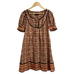 EPOCA THE SHOP(エポカザショップ) ワンピース サイズ38 M レディース - アイボリー×オレンジ×マルチ 半袖/ひざ丈/レース/花柄のサムネイル