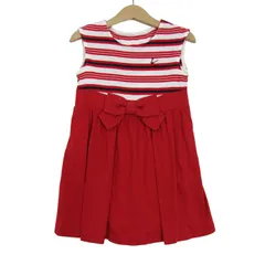 組曲 ワンピース トップス ノースリーブ ボーダー柄 キッズ 女の子用 100サイズ レッド KUMIKYOKU 【中古】のサムネイル