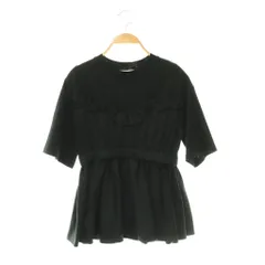 アディアム ADEAM Coppe Lia T-Shirt Tシャツ コットンジャージー 異素材切替 ラッフル 半袖 XS 黒 ブラック 44705 /HS ■OSのサムネイル