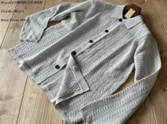 新品 COMME CA MEN コムサメン 透かし編み ポロカーディガン 03グレー Lサイズ 39KO06 定価22,000円のサムネイル